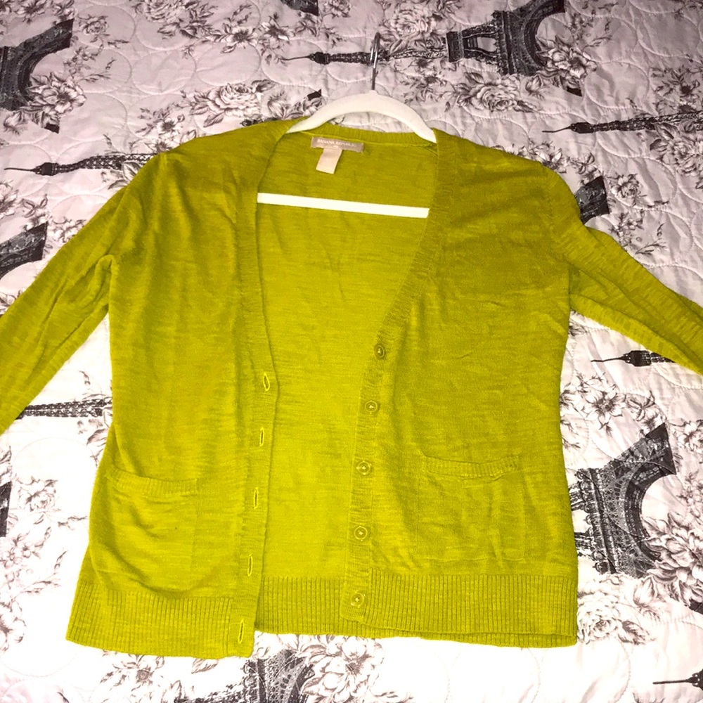 A light green cardigan
